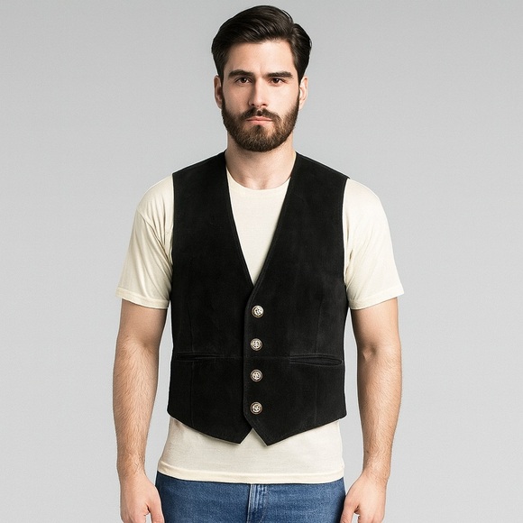 Wilsons Men's Black Suede Vest Large - Picture 1 of 9